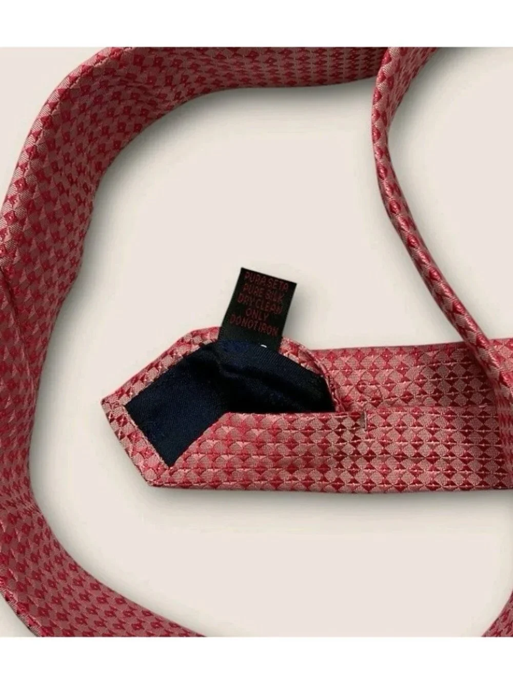 LAURA BIAGIOTTI Silk Tie Pink Geometric W:3.5